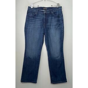 LEE Relaxed Fit Womens Size 14 Short Midrise Straight Leg Dark Denim Blue Jeans